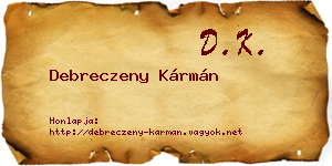 Debreczeny Kármán névjegykártya